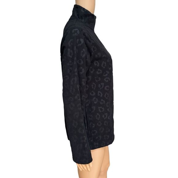 Comfort Code Women's Leopard-Embossed Fleece Quarter Zip Pullover Black XS NWT - Picture 3 of 8